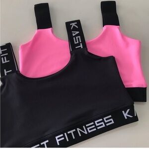 NWT Brazilian brand gym Top neon pink and Black soft fabric high support